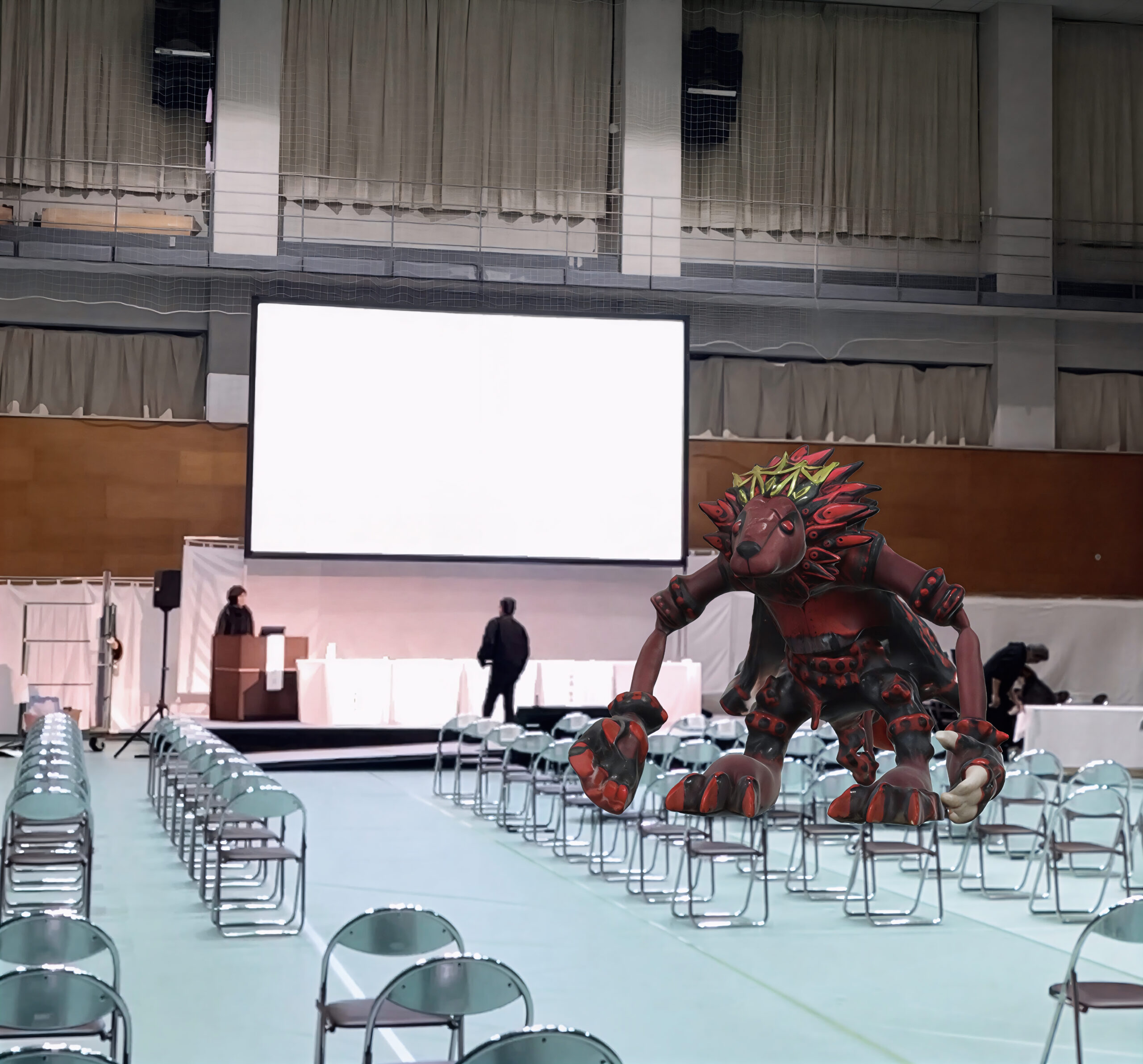 会場に登場した巨大『獅子座』AR体験